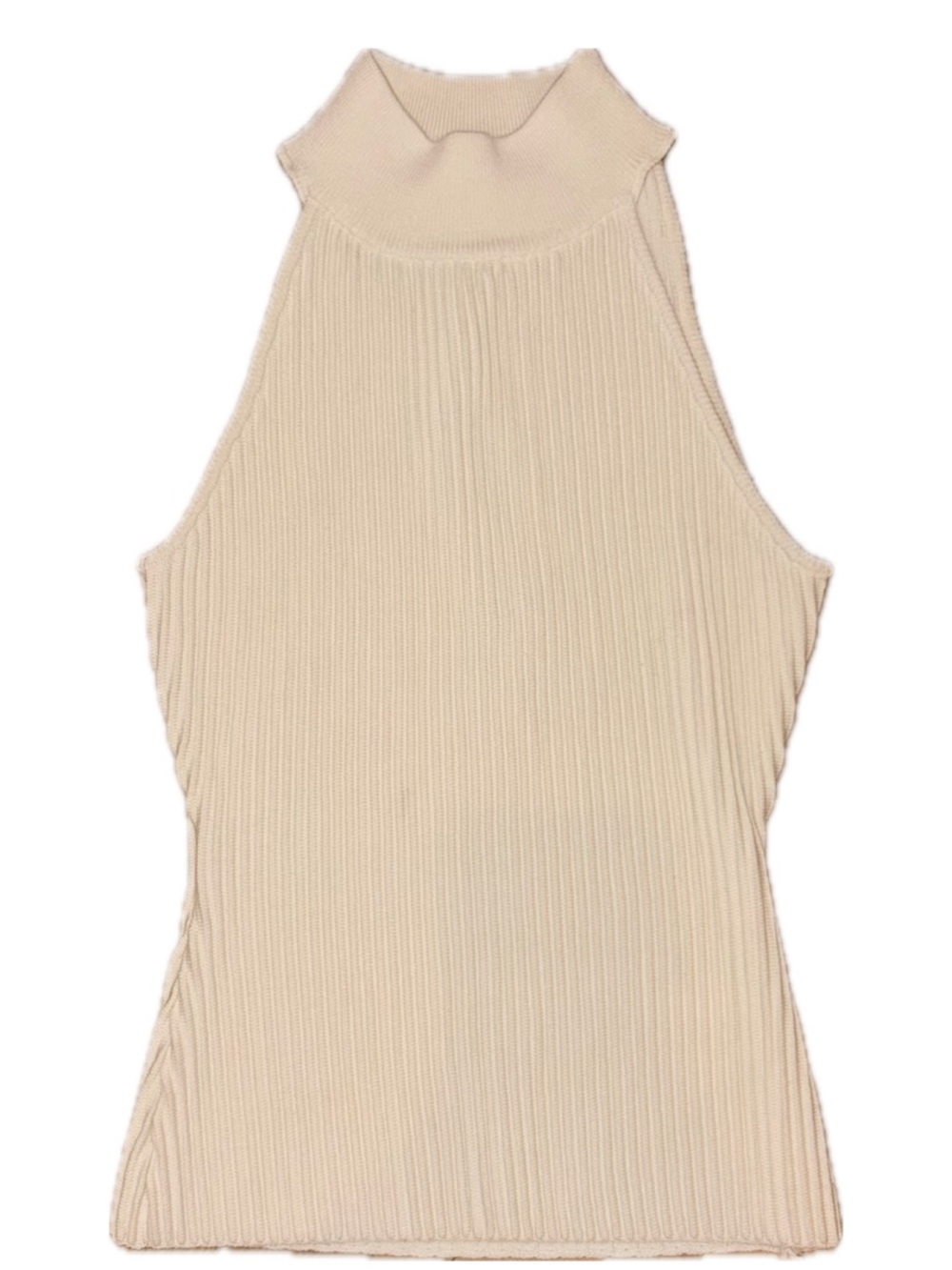 OAK + FORT Cream Ribbed Mock Neck Tank